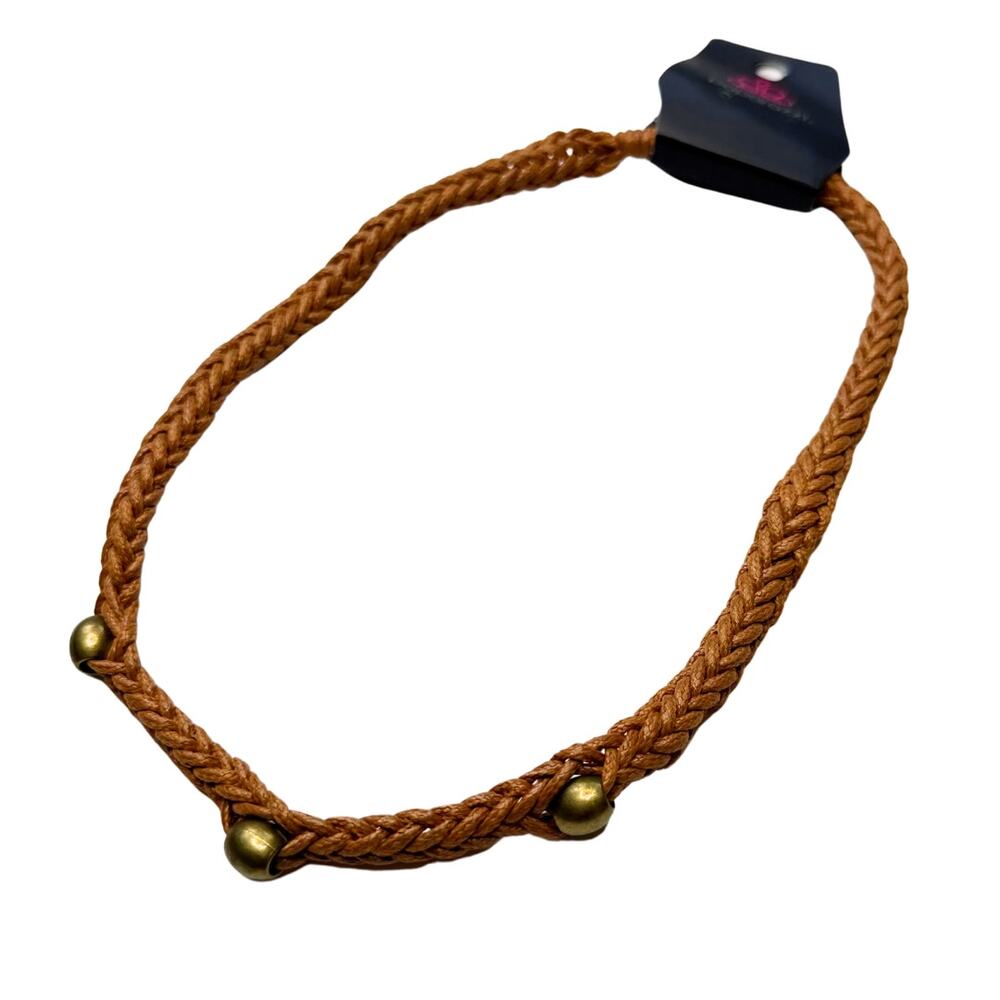 Paparazzi Braided Brass Beaded Mountain Mogul Urban Choker Necklace Brown New